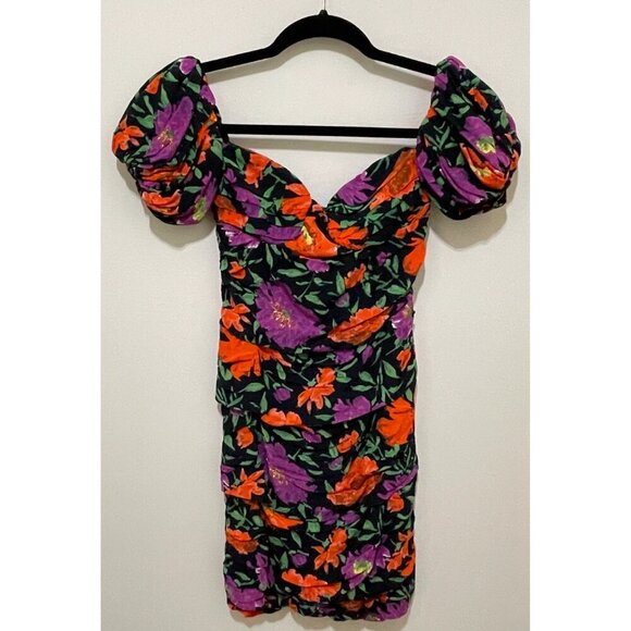 NWT ZARA FLORAL PRINT OFF-SHOULDER MINI DRESS, SIZE XS - Picture 3 of 13